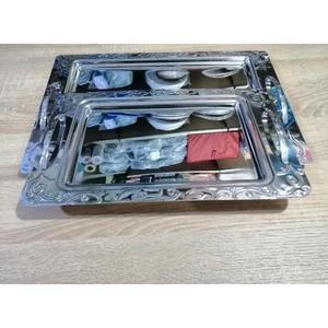 Pınar Collection Pınar Çelik Lüx 2'li Çay&kahve Tepsisi