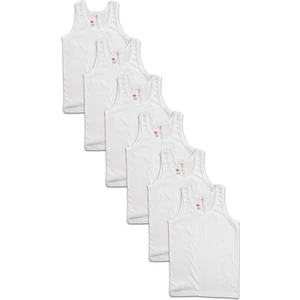 İki Yıldız Erkek Çocuk Beyaz Ribana Pamuk 6'lı Paket Atlet 05ç