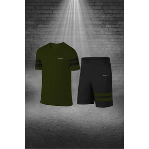 Poseidon Storm Büyük Beden Erkek Haki Dri-Fit Kumaş Baskısız Yuvarlak Yaka Kısa Kol Tişört Şort Alt Üst Spor Takım 4XL-10XL