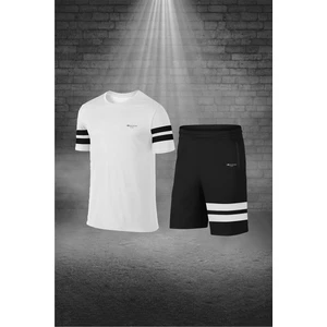 Poseidon Storm Büyük Beden Erkek Beyaz Dri-Fit Kumaş Sıfır Yaka Kısa Kol Tişört Şort Alt Üst Takım  4XL-10XL