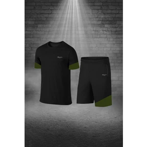 Poseidon Storm Büyük Beden Erkek Siyah Dri-Fit Kumaş Yürüyüş ve Koşu Için Konforlu Cepli Kısa Kol Tişört Şort Ikili Takım  4XL-10XL