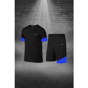 Poseidon Storm Büyük Beden Erkek Siyah Dri-Fit Kumaş Sıfır Yaka Kısa Kol Konforlu Tişört Şort Alt Üst Takım  4XL-10XL