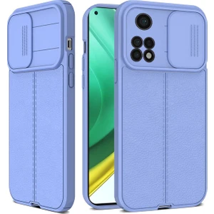 Xiaomi Mi 11T Uyumlu Kılıf Sürgülü Slide Kamera Korumalı Deri Görünümlü Lüks Silikon