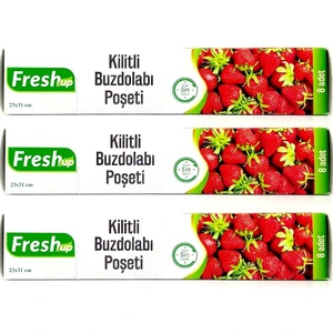 Fresh Up Fresh-Up 23X31  cm Büyük Boy Kilitli Buzdolabı Poşeti 24 Adet