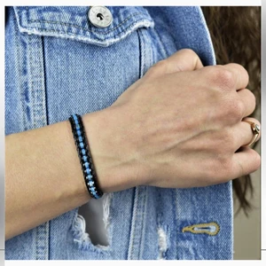 Seven Art Jewelry Doğal Taş / Mavi Varisit Slim Silindir Bileklik / Erkek Bileklik / Kadın Bileklik