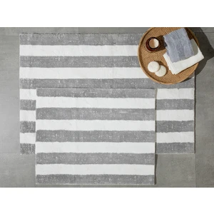 English Home Bold Stripe Çizgili Pamuklu Banyo Paspası Seti 60 x 90CM + 50 x 60CM Ekru - Gri