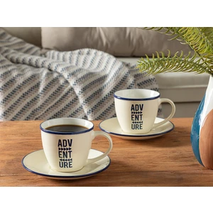 English Home Marine New Bone 2'li Kahve Fıncan Takımı 200 ml Beyaz