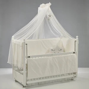 Mondo Anne Yanı Ahşap Sallanır Beşik 60x120 cm (beyaz-motto ekru)