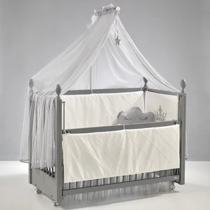 Meltem Smart Kral Sallanır Ahşap Anne Yanı Beşik - 60x120 cm (gri-motto gri)