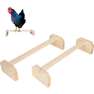 Ikili Set 40 x 12 x 8cm Ahşap Tavuklar Tüneme Standı, Büyük Kuş Standı, Pet Tavuk Büyük Kuş Için