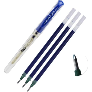 Mavi Imza Kalemi 1 Adet ve Yedeği 3 Adet UM-153 Signo Broad Roller Kalem Yedeği 1,0 mm