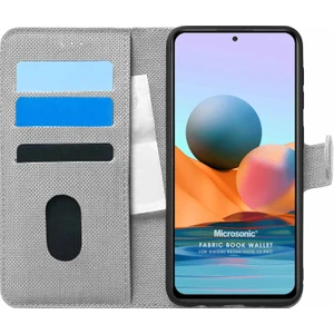 Xiaomi Redmi Note 10 Pro Max Kılıf Fabric Book Wallet Gri
