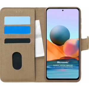 Xiaomi Redmi Note 10 Pro Max Kılıf Fabric Book Wallet Gold