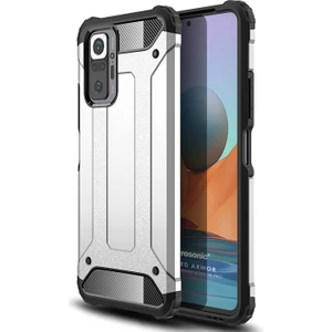 Xiaomi Redmi Note 10 Pro Max Kılıf Rugged Armor Gümüş