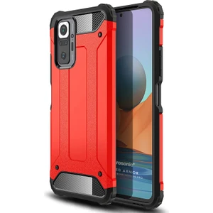 Xiaomi Redmi Note 10 Pro Max Kılıf Rugged Armor Kırmızı