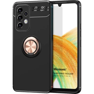 Samsung Galaxy A33 5g Kılıf Kickstand Ring Holder Siyah Rose