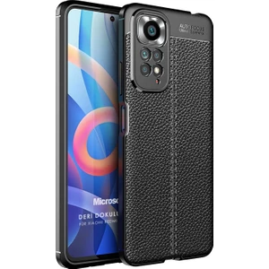 Xiaomi Redmi Note 11 Kılıf Deri Dokulu Silikon Siyah