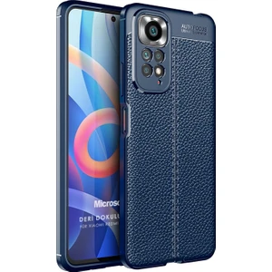 Xiaomi Redmi Note 11 Kılıf Deri Dokulu Silikon Lacivert