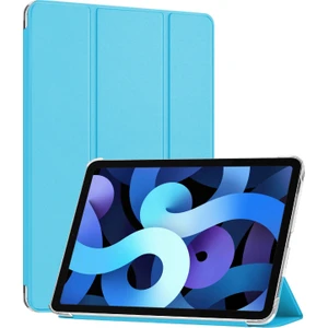 Apple iPad Air 5.nesil 2022 Kılıf (A2588-A2589-A2591) Slim Translucent Back Smart Cover Mavi