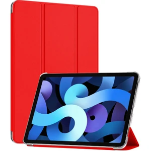 Apple iPad Air 5.nesil 2022 Kılıf (A2588-A2589-A2591) Slim Translucent Back Smart Cover Kırmızı