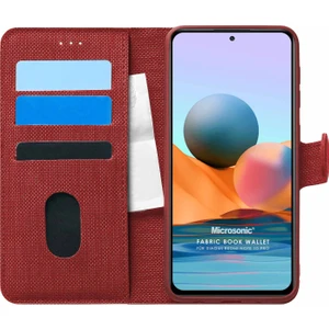 Xiaomi Redmi Note 10 Pro Max Kılıf Fabric Book Wallet Kırmızı