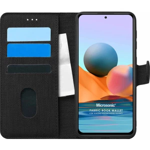 Xiaomi Redmi Note 10 Pro Max Kılıf Fabric Book Wallet Siyah