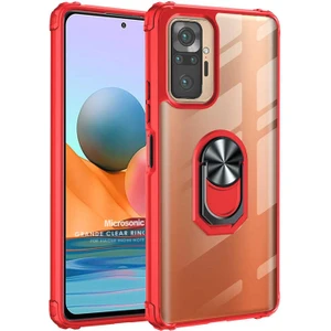 Xiaomi Redmi Note 10 Pro Max Kılıf Grande Clear Ring Holder Kırmızı