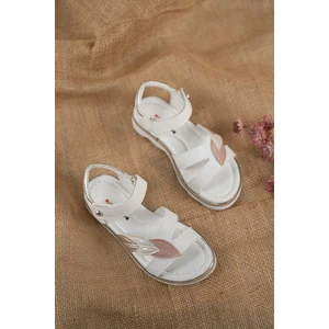 Termo Taban Yaprak Model Beyaz Kız Çocuk Sandalet