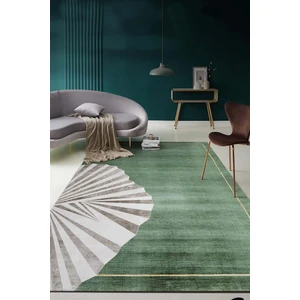 Decomia Home Dijital Baskılı Kaymaz, Yıkanabilir Yamalı Çerçeveli Yeşil Salon Mutfak Halı-Yolluk-D4015