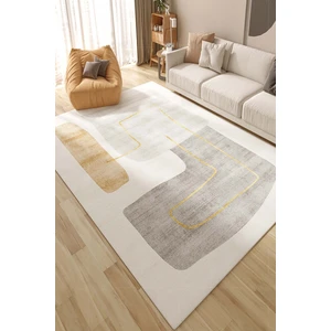 Decomia Home Dijital Baskılı Kaymaz, Yıkanabilir Gold Çizgili Modern Gri Salon Mutfak Koridor Halı-Yolluk-D4030