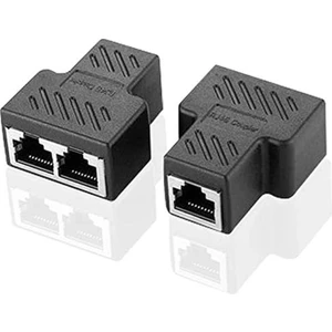 C 2pcs RJ45 Ayrıştırıcı Adaptör 1 Ila 2 Çift Dişi 8P8C Extender Fiş Lan Arayüzü Ethernet Soket Konnektörü - Siyah  (Yurt Dışından)