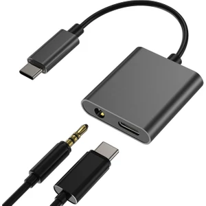 C Bluekey 3.5mm Aux Ses Kablosu 2 Arada 1 USB Type-C Type-C Şarjlı Kulaklık Adaptörü Huawei Xiaomi  (Yurt Dışından)