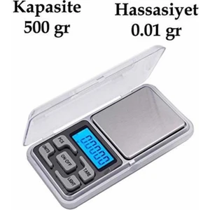 Dijital Hassas Elektronik Cep Terazi Tartı 500 gr 0.01 gr