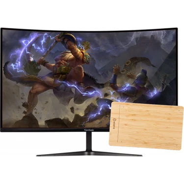 Viewsonic VX3219-PC-MHD 32" 240Hz 1ms (HDMI+DP) Freesync Curved Full HD LED Monitör + Woodpad 10