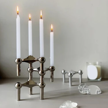 B Baosity Modern Mumluk Mum Standı Şamdan Noel Düğün Dekor Için Gümüş