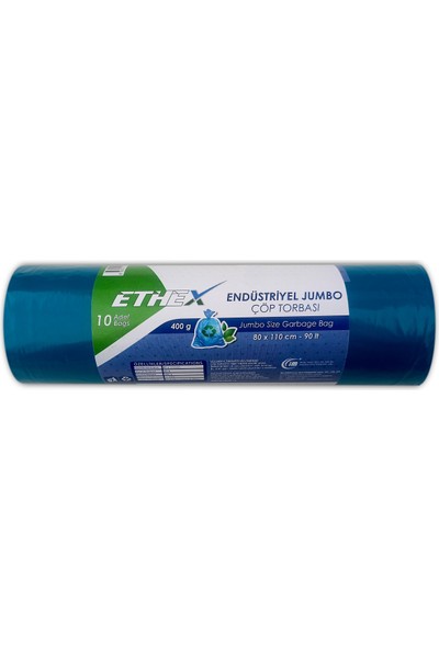 Ethex Endüstriyel Jumbo Boy Çöp Poşeti 20 Paket 80x110 400 Gram Mavi 8 kg