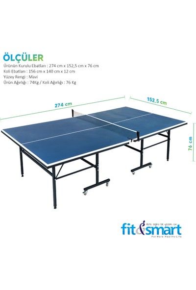 Fit And Smart FS-18M Yarı Profesyonel 18 mm Indoor Masa Tenisi Masası