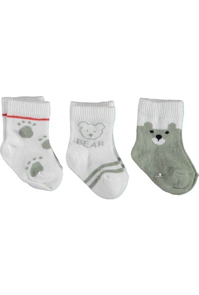 Bibaby Organik Çorap Soket 3lü Bear Yeşil Erkek