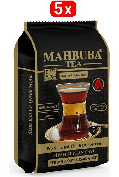Mahbuba Tea 5 x 200 gr Std 2571 Earl Grey Bergamot Aromalı Seylan (Ceylon)