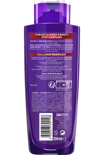 Elseve Turunculaşma Karşıtı Mor Saç Bakım Seti -Mor Şampuan 200ML + Renk Düzeltici Saç Maskesi 150ML