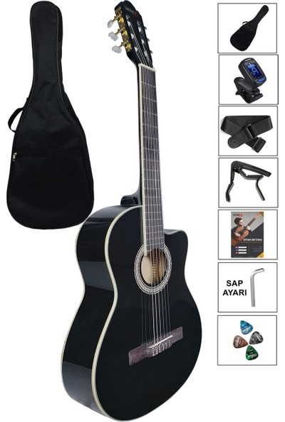 Midex MGX100 Üst Seviye Klasik Gitar 4/4 Sap Ayarlı Gül Klavye (Tuner Çanta Askı Capo Metod Pena)