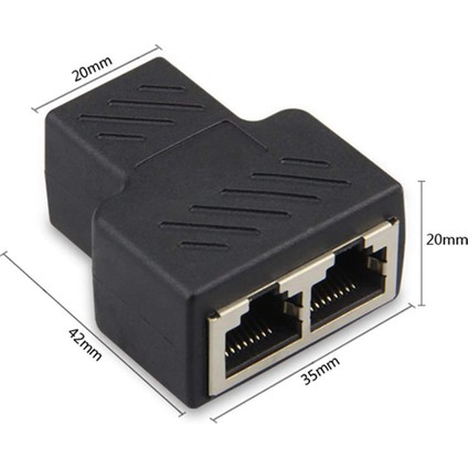 C 2pcs RJ45 Ayrıştırıcı Adaptör 1 Ila 2 Çift Dişi 8P8C Extender Fiş Lan Arayüzü Ethernet Soket Konnektörü - Siyah (Yurt Dışından)