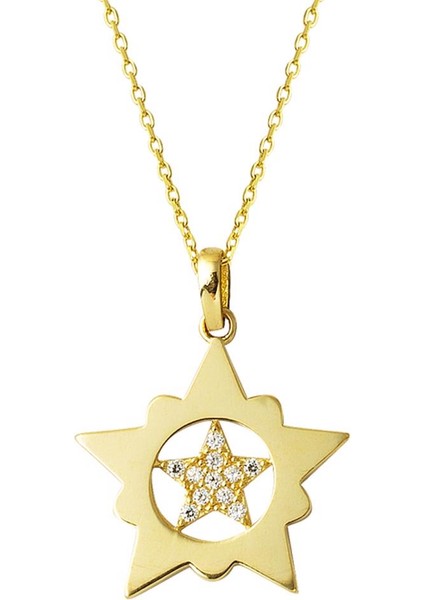 Yıldızlar Içinde Yıldız Altın Kolye