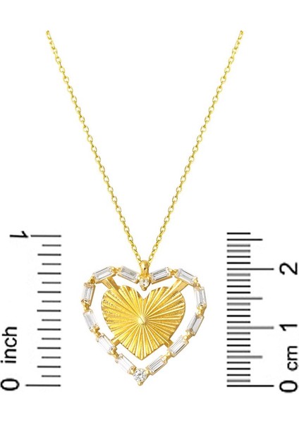 Baget Taşlı Kalp 14 Ayar Altın Kolye indirimleri