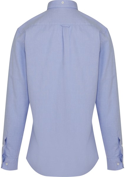 Erkek Mavi Slim Fit %100 Pamuk Gömlek