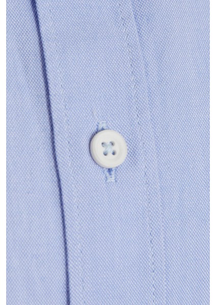 Erkek Mavi Slim Fit %100 Pamuk Gömlek