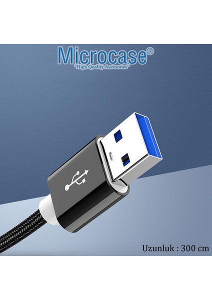 Yüksek Hızlı USB 3.0 Örgülü Uzatma Kablosu - 300 cm AL2869