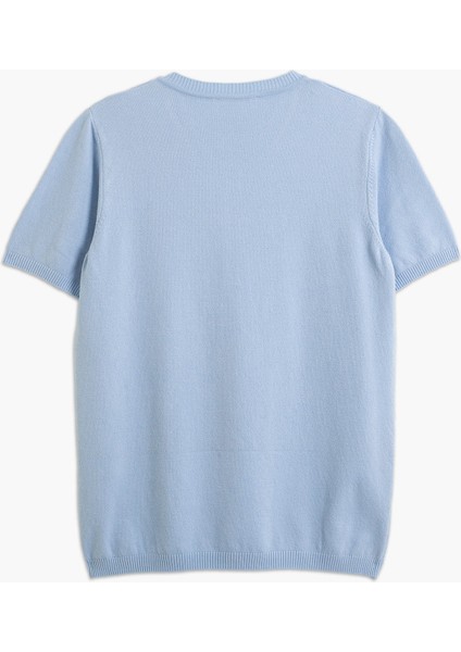 Bebek Mavisi Triko Düğmeli Bisiklet Yaka Tişört indirimleri