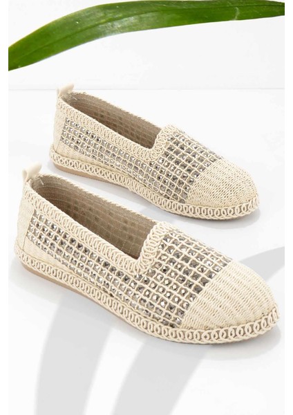 Ten Platin Örgü Kadın Espadril K018230125