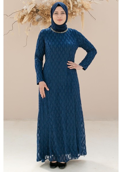 Taş Işleme Detaylı Simli Abiye Lacivert MDA2232 fırsatları